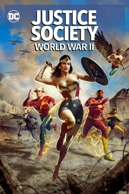 Justice Society: World War II - Wonder Woman reaching for her sword running with Flash and others